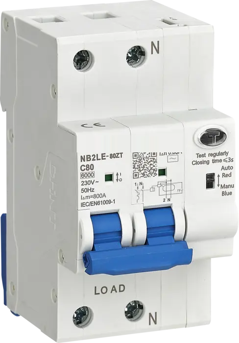 NB2LE-80ZT smart residual current circuit breaker with overcurrent protection